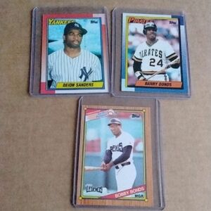 Topps Baseball Cards - DEION SANDERS BARRY BONDS & BOBBY BONDS LOT 3